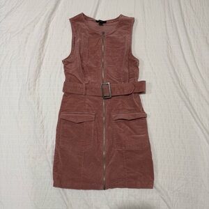 Forever 21 Pink Zippered Belted Mini Dress Size M